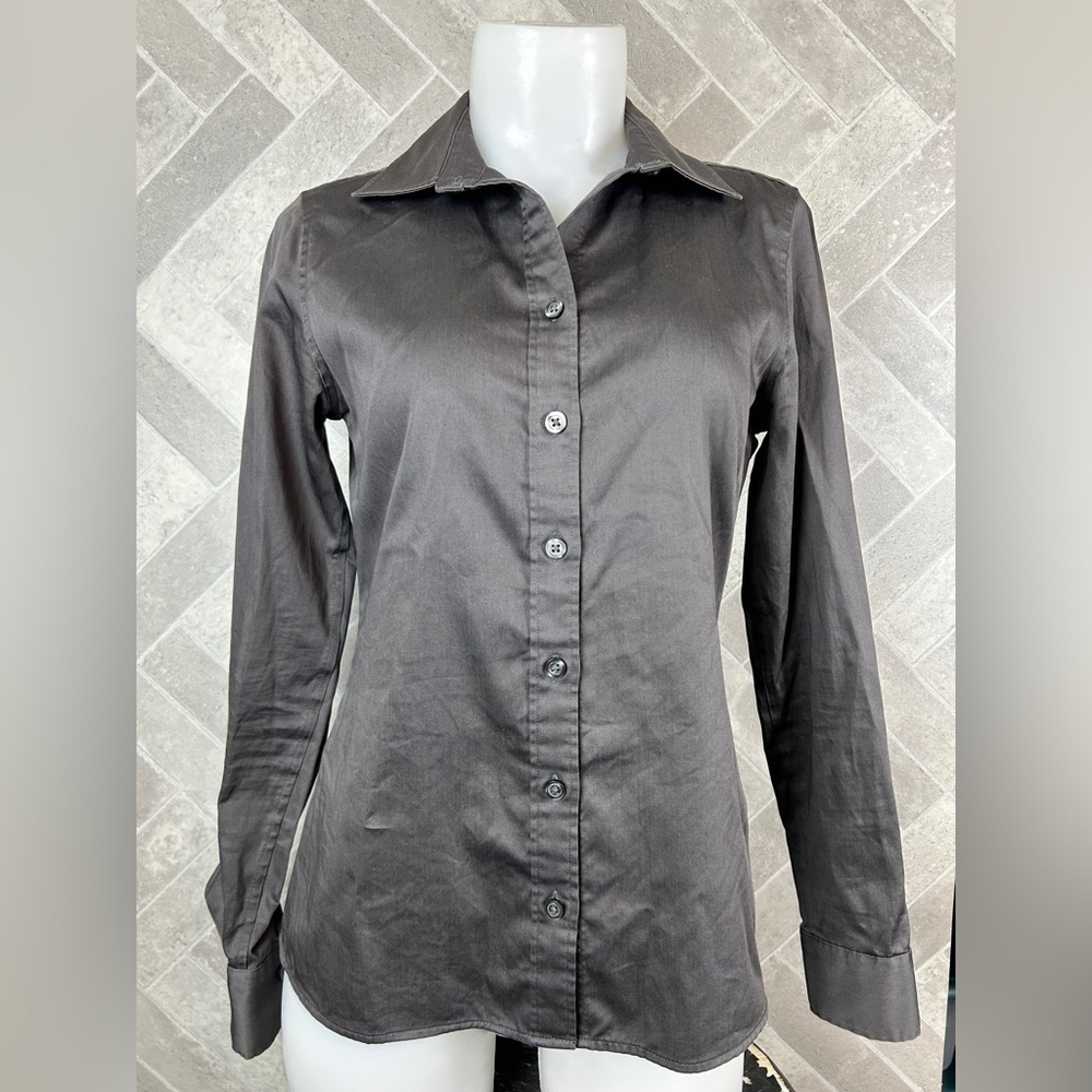 Banana Republic chemise button up long sleeve top in silvery grey size 2 no iron